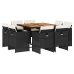 Set de comedor de jardín 9 pzas y cojines ratán sintético negro