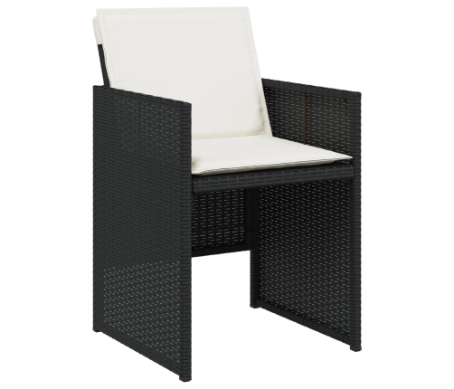 Set de comedor de jardín 9 pzas y cojines ratán sintético negro