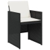 Set de comedor de jardín 9 pzas y cojines ratán sintético negro
