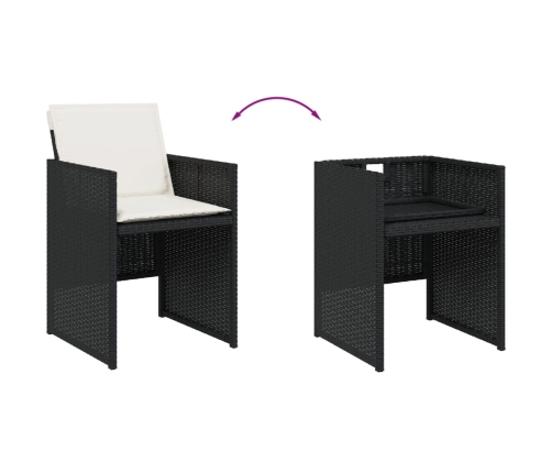 Set de comedor de jardín 9 pzas y cojines ratán sintético negro