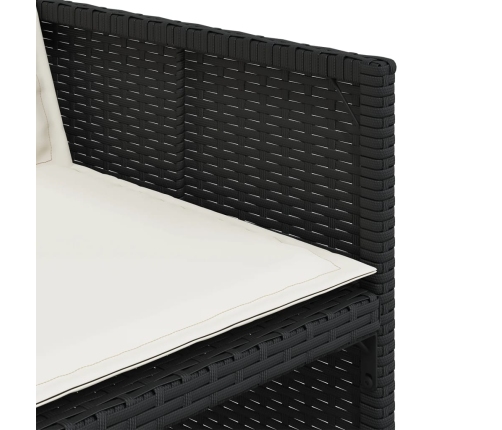 Set de comedor de jardín 9 pzas y cojines ratán sintético negro