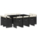 Set de comedor jardín 11 pzas con cojines ratán sintético negro