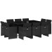 Set de comedor jardín 11 pzas con cojines ratán sintético negro