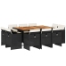 Set de comedor jardín 11 pzas con cojines ratán sintético negro