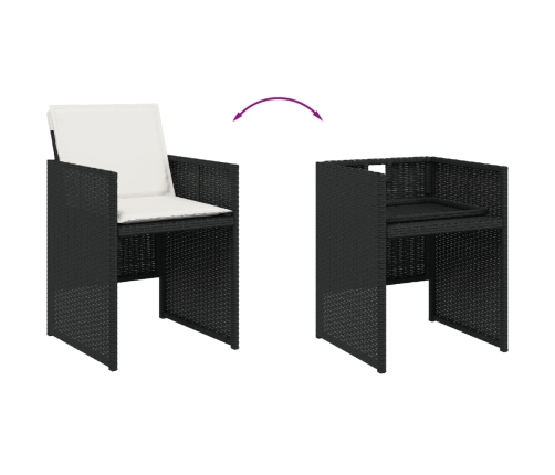 Set de comedor jardín 11 pzas con cojines ratán sintético negro