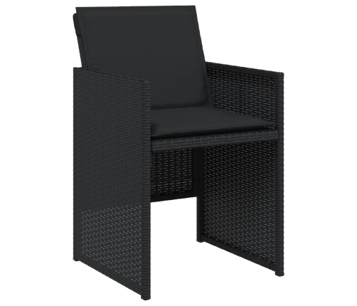 Set comedor de jardín con cojines 13 pzas ratán sintético negro