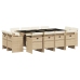 Set comedor de jardín con cojines 13 pzas ratán sintético beige