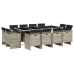 Set comedor jardín y cojines 13 pzas ratán sintético gris claro