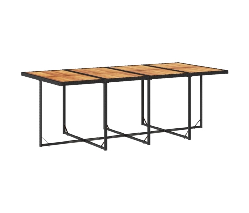 Set comedor de jardín con cojines 13 pzas ratán sintético negro