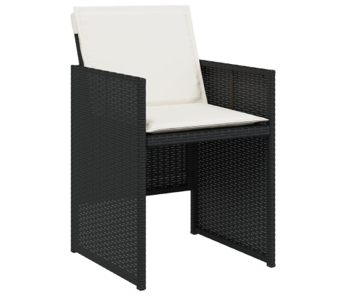 Set comedor de jardín con cojines 13 pzas ratán sintético negro