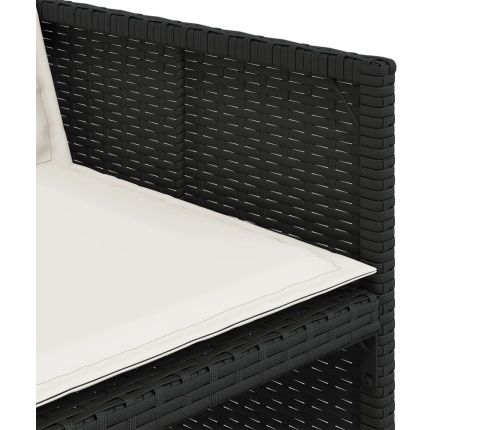 Set comedor de jardín con cojines 13 pzas ratán sintético negro