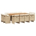 Set comedor de jardín con cojines 13 pzas ratán sintético beige