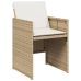 Set comedor de jardín con cojines 15 pzas ratán sintético beige