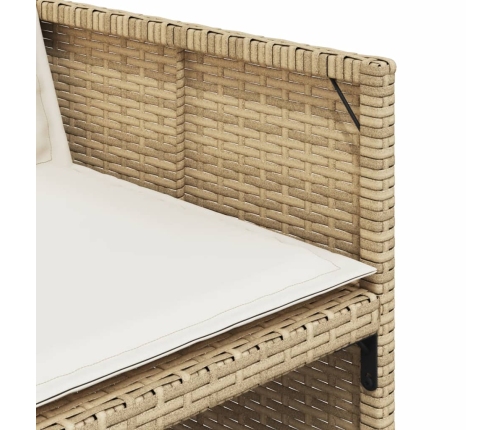 Set comedor de jardín con cojines 15 pzas ratán sintético beige