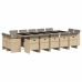 Set comedor de jardín con cojines 15 pzas ratán sintético beige