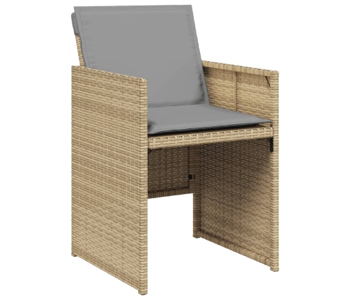 Set comedor de jardín con cojines 15 pzas ratán sintético beige