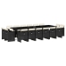 Set de muebles jardín 17 pzas con cojines ratán sintético negro