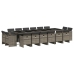 Set comedor de jardín 17 pzas y cojines ratán sintético gris