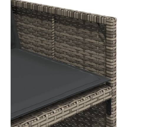 Set comedor de jardín 17 pzas y cojines ratán sintético gris