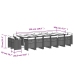 Set comedor de jardín 17 pzas y cojines ratán sintético gris