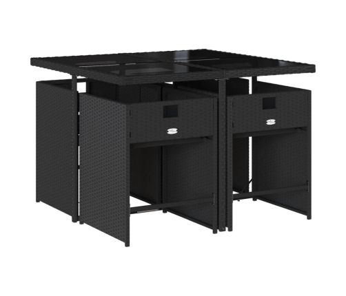 Set de muebles jardín 5 pzas con cojines ratán sintético negro