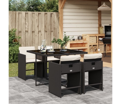 Set de muebles jardín 5 pzas con cojines ratán sintético negro