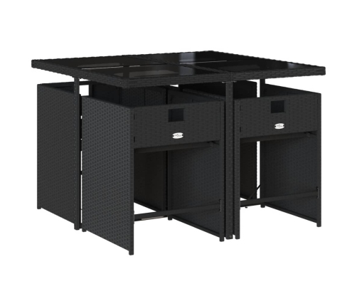Set de muebles jardín 5 pzas con cojines ratán sintético negro