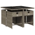 Set comedor de jardín 5 piezas con cojines ratán sintético gris