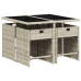 Set comedor de jardín 5 pzas cojines ratán sintético gris claro
