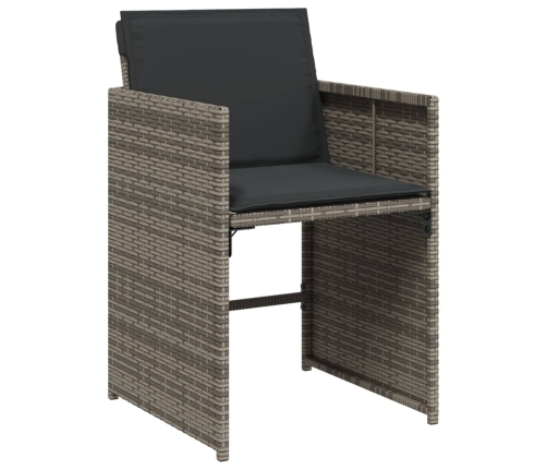 Set comedor de jardín 5 piezas con cojines ratán sintético gris