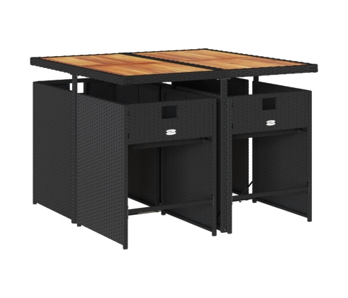 Set de muebles jardín 5 pzas con cojines ratán sintético negro