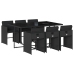 Set de comedor de jardín 7 pzas y cojines ratán sintético negro