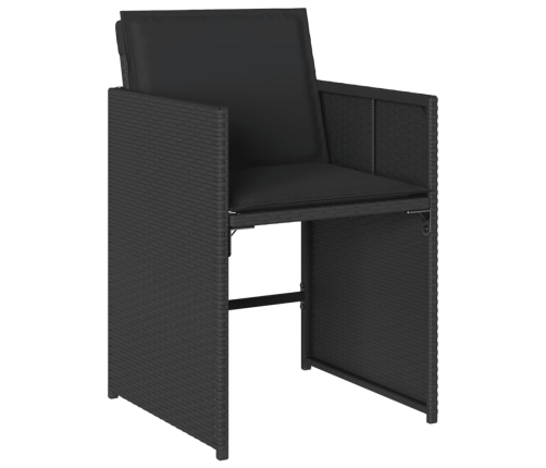 Set de comedor de jardín 7 pzas y cojines ratán sintético negro