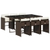 Set comedor de jardín 7 pzas con cojines ratán sintético marrón