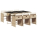 Set comedor de jardín 7 pzas con cojines ratán sintético beige