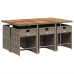 Set comedor jardín 7 pzas y cojines ratán sintético gris