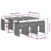 Set comedor jardín 7 pzas y cojines ratán sintético gris