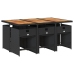 Set de comedor de jardín 7 pzas y cojines ratán sintético negro