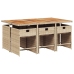 Set comedor de jardín 7 pzas con cojines ratán sintético beige