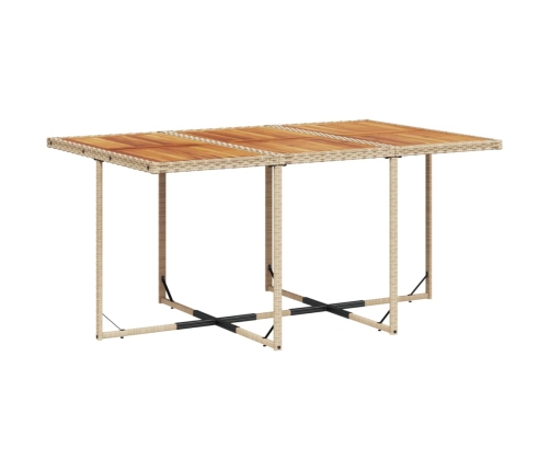 Set comedor de jardín 7 pzas con cojines ratán sintético beige