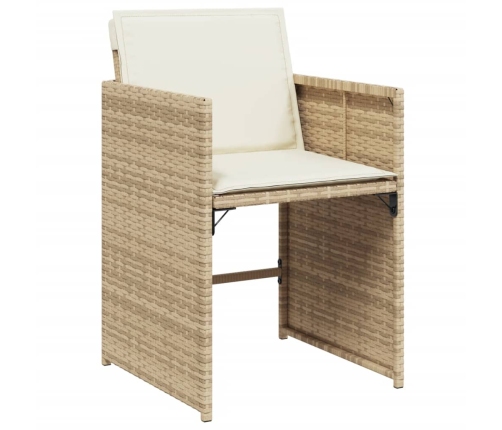 Set comedor de jardín 7 pzas con cojines ratán sintético beige