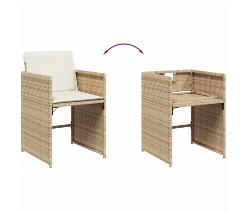 Set comedor de jardín 7 pzas con cojines ratán sintético beige