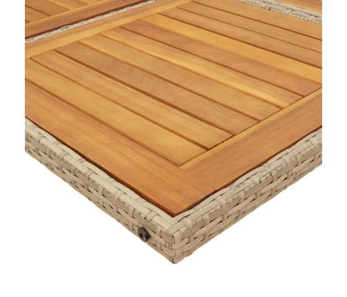 Set comedor de jardín 7 pzas con cojines ratán sintético beige