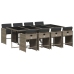 Set comedor jardín 9 pzas y cojines ratán sintético gris