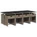 Set comedor jardín 9 pzas y cojines ratán sintético gris