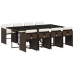 Set comedor para jardín 9 pzas y cojines ratán sintético marrón