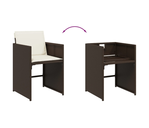 Set comedor para jardín 9 pzas y cojines ratán sintético marrón