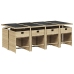 Set comedor de jardín 9 pzas con cojines ratán sintético beige