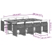 Set comedor jardín 9 pzas y cojines ratán sintético gris