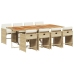 Set comedor de jardín 9 pzas con cojines ratán sintético beige